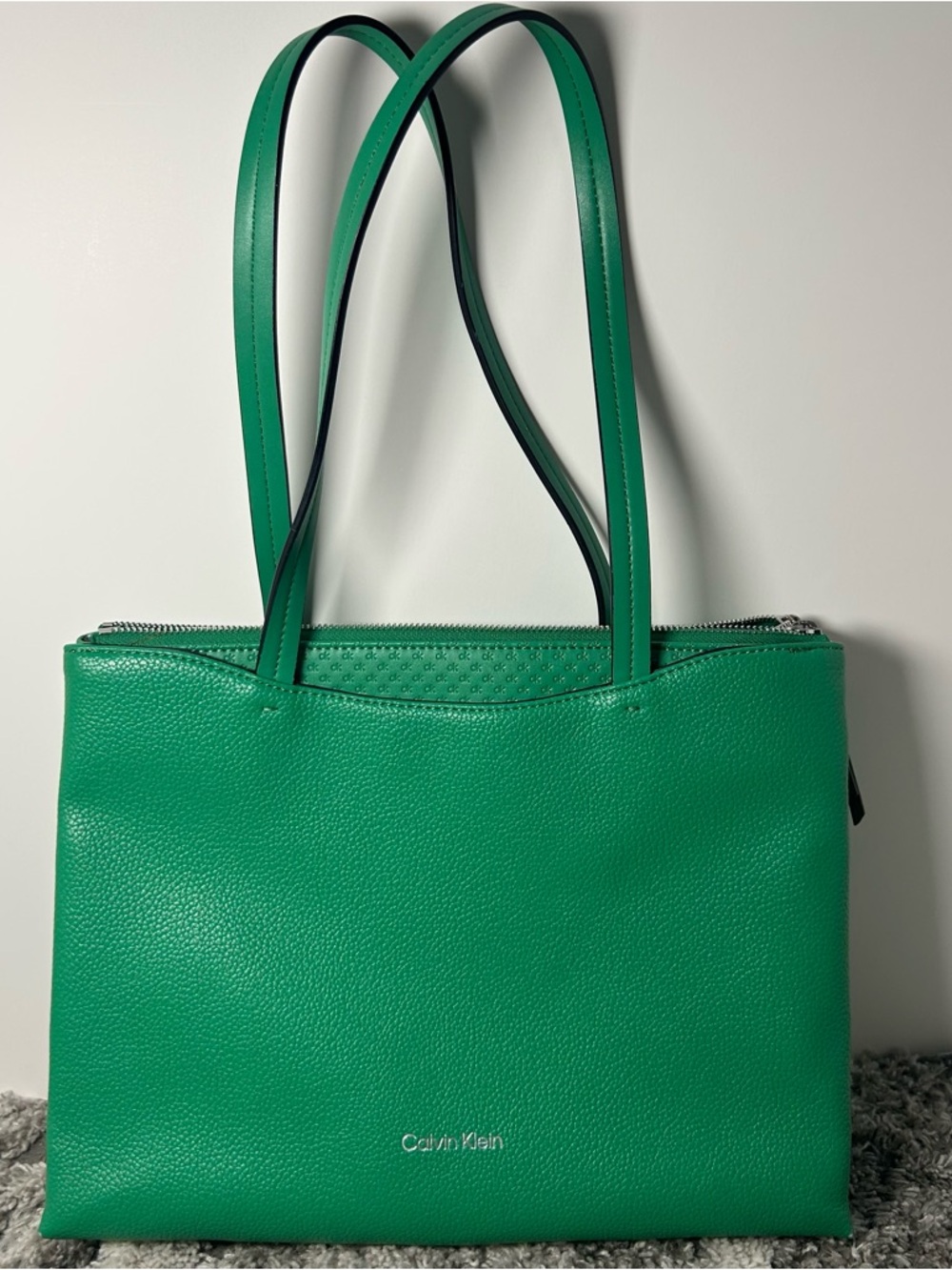 Calvin Klein Emerald Green Leather Shoulder Tote